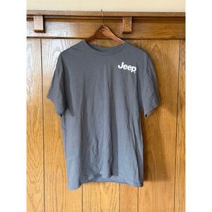 Mens Jeep Graphic T Shirt Short Sleeve Gray American Flag Truck Dogs Large